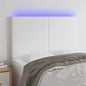 Cabeceira cama c/ LED couro artificial 144x5x118/128 cm branco