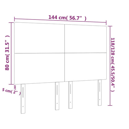 Cabeceira cama c/ LED 144x5x118/128 cm couro artificial crème