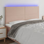 Cabeceira cama c/ LED couro artif. 160x5x118/128 cm cappuccino