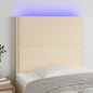 Cabeceira de cama c/ LED tecido 90x5x118/128cm crème