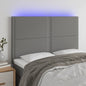 Cabeceira de cama c/ LED tecido 144x5x118/128 cm cinza-escuro