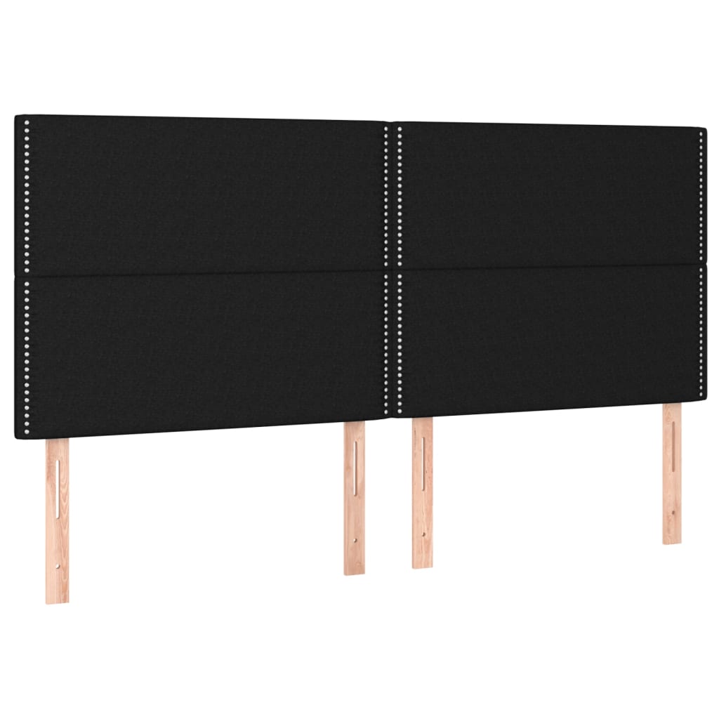 Cabeceira de cama c/ luzes LED tecido 160x5x118/128 cm preto