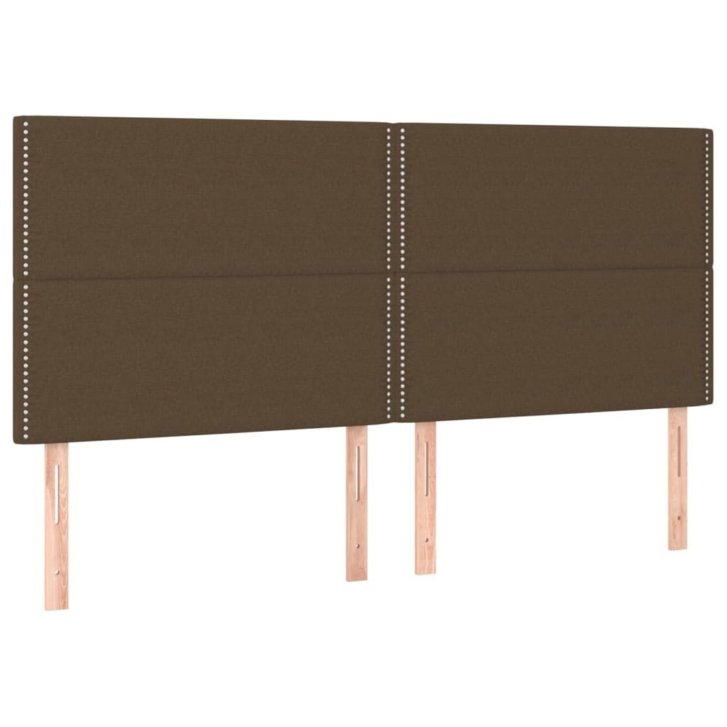 Cabeceira de cama c/ LED tecido 200x5x118/128 cm castanho