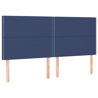 Cabeceira de cama c/ luzes LED tecido 200x5x118/128 cm azul