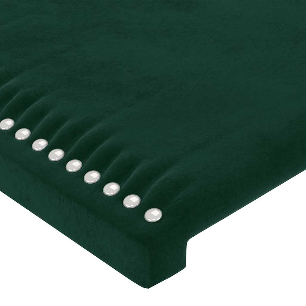 Cabeceira de cama c/ LED veludo 144x5x118/128 cm verde-escuro