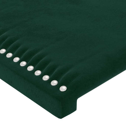 Cabeceira de cama c/ LED veludo 144x5x118/128 cm verde-escuro