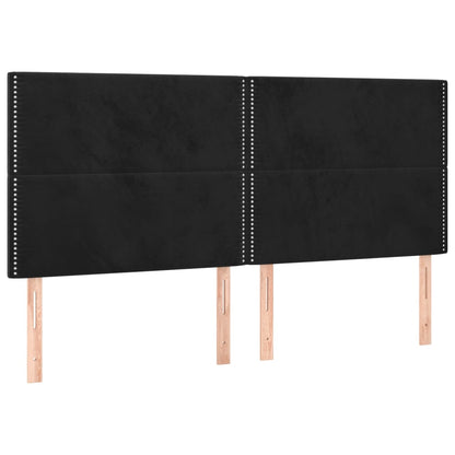 Cabeceira de cama c/ luzes LED veludo 200x5x118/128 cm preto