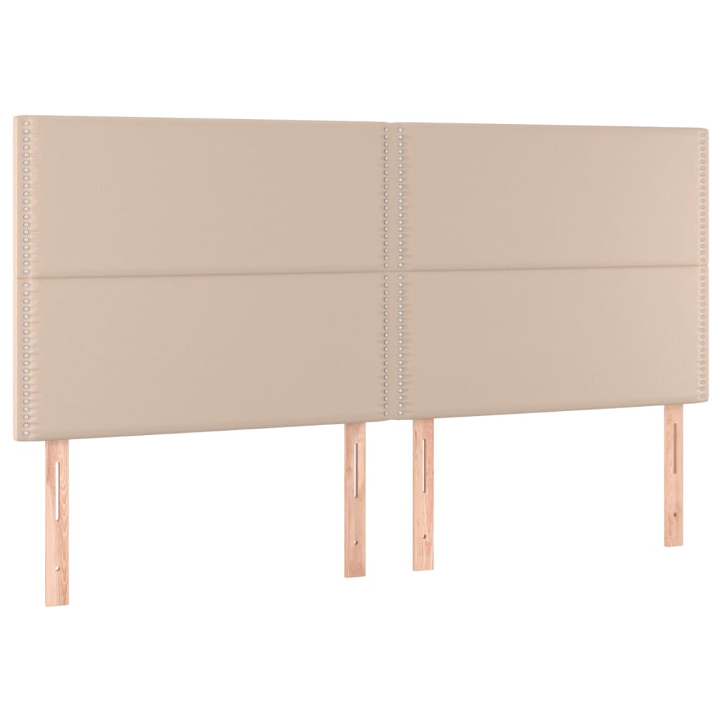 Cabeceira cama c/ LED couro artif. 180x5x118/128cm cappuccino