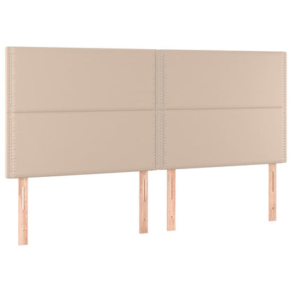 Cabeceira cama c/ LED couro artif. 180x5x118/128cm cappuccino