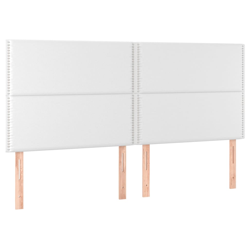 Cabeceira cama c/ LED couro artificial 200x5x118/128 cm branco