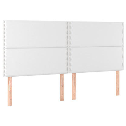 Cabeceira cama c/ LED couro artificial 200x5x118/128 cm branco