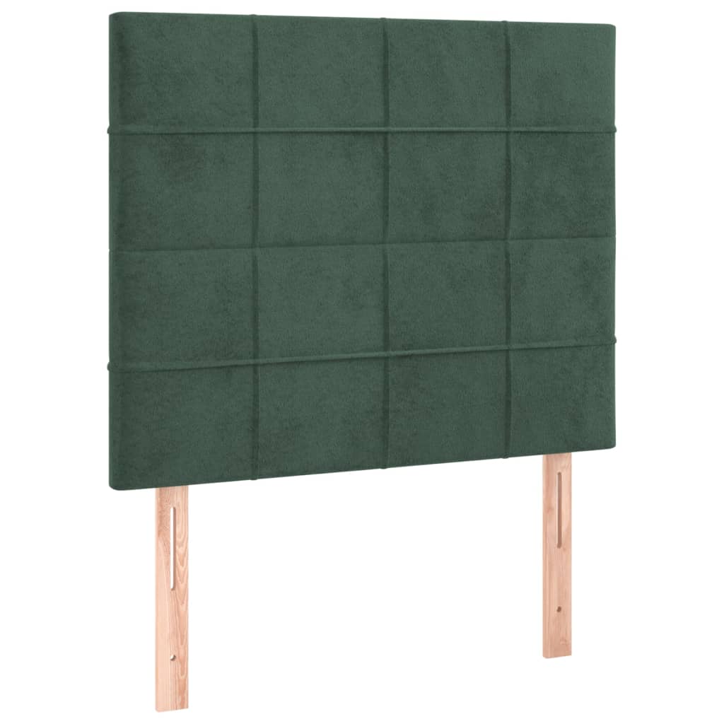 Cabeceira de cama c/ LED veludo 80x5x118/128 cm verde-escuro