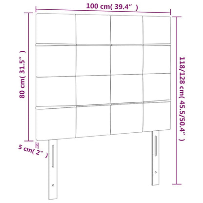 Cabeceira de cama c/ LED veludo 100x5x118/128 cm verde-escuro