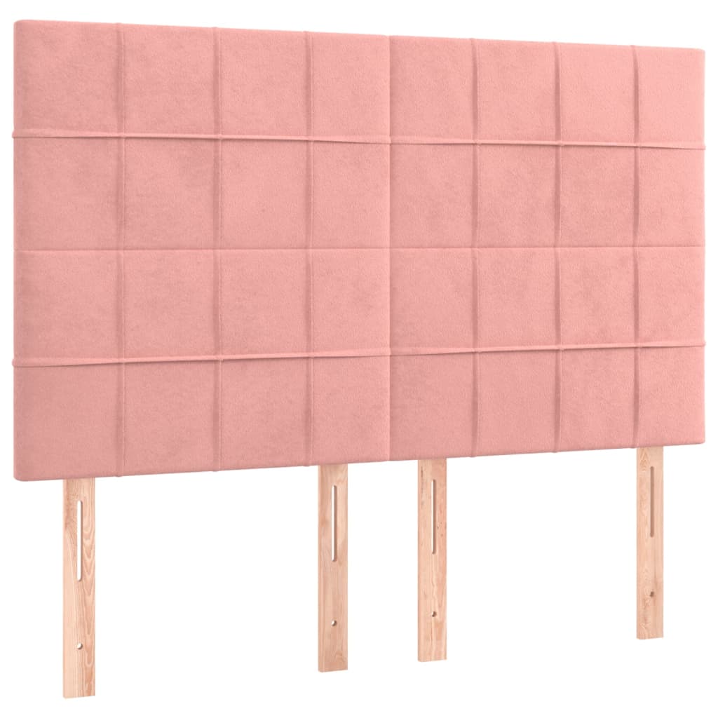 Cabeceira de cama c/ luzes LED veludo 144x5x118/128 cm rosa