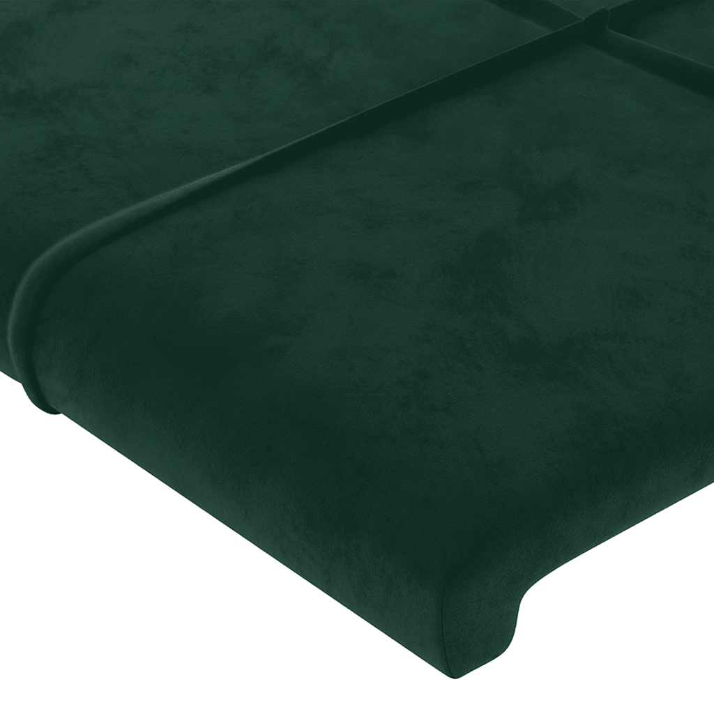Cabeceira de cama c/ LED veludo 160x5x118/128 cm verde-escuro