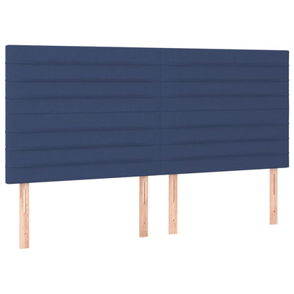Cabeceira de cama c/ luzes LED tecido 160x5x118/128 cm azul