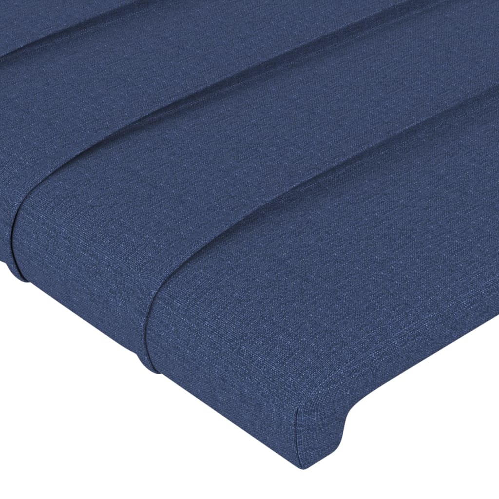 Cabeceira de cama c/ luzes LED tecido 160x5x118/128 cm azul