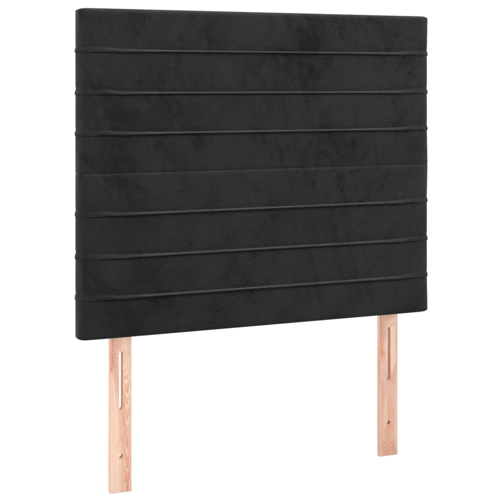 Cabeceira cama c/ LED veludo 80x5x118/128 cm preto