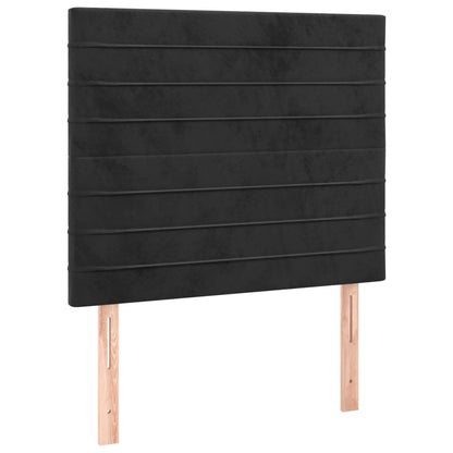 Cabeceira cama c/ LED veludo 80x5x118/128 cm preto