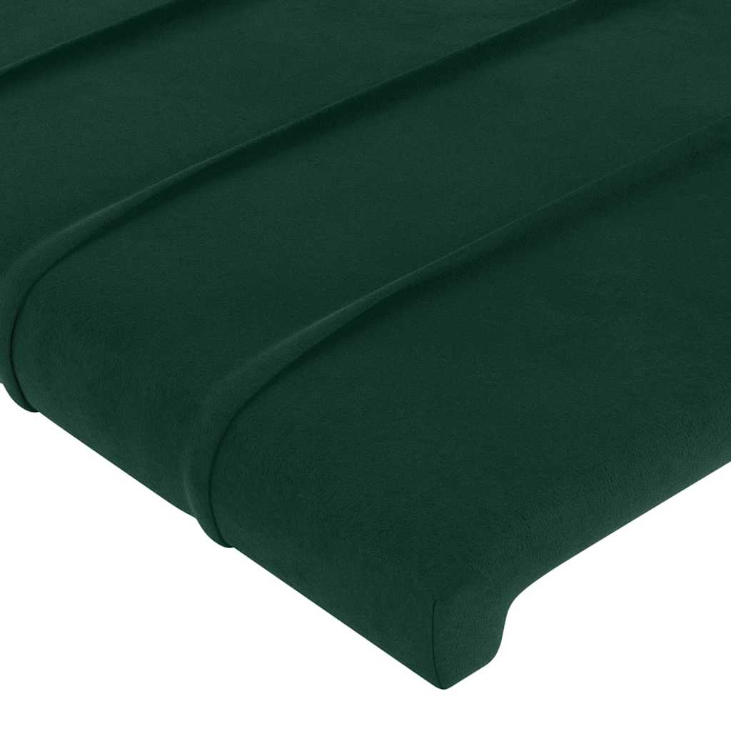 Cabeceira de cama c/ LED veludo 80x5x118/128 cm verde-escuro