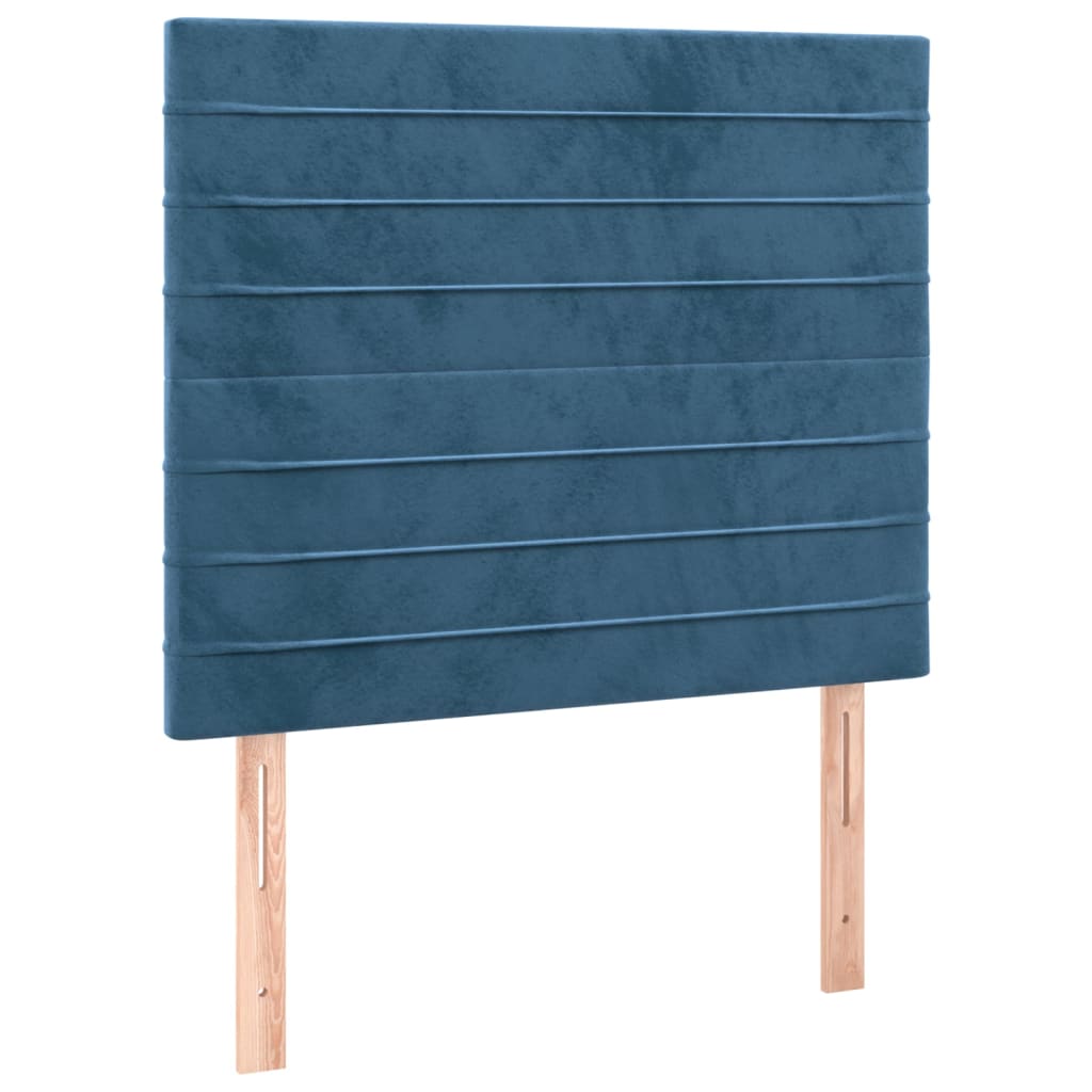 Cabeceira cama c/ luzes LED veludo 80x5x118/128cm azul-escuro