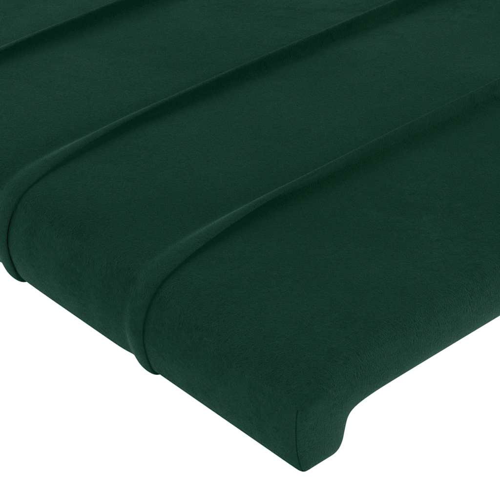 Cabeceira de cama c/ LED veludo 90x5x118/128 cm verde-escuro