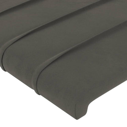 Cabeceira de cama c/ LED veludo 160x5x118/128 cm cinza-escuro