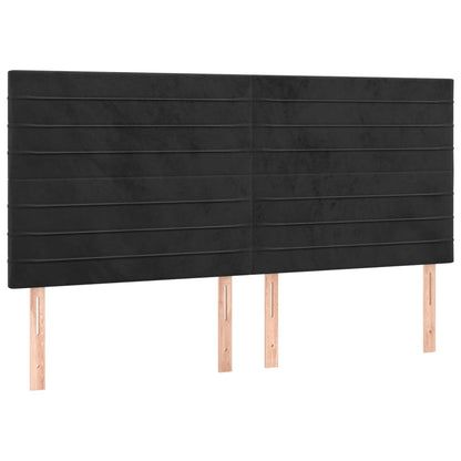 Cabeceira de cama c/ luzes LED veludo 160x5x118/128 cm preto