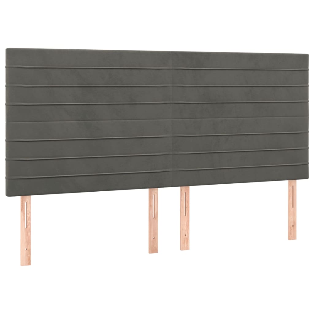 Cabeceira de cama c/ LED veludo 180x5x118/128 cm cinza-escuro