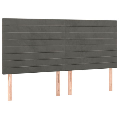 Cabeceira de cama c/ LED veludo 180x5x118/128 cm cinza-escuro