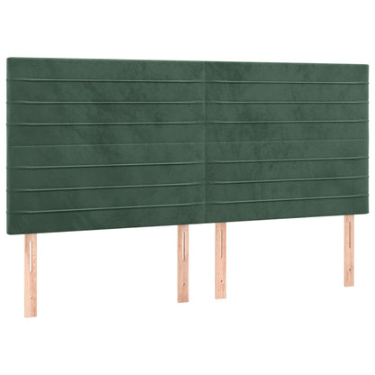 Cabeceira de cama c/ LED veludo 180x5x118/128 cm verde-escuro