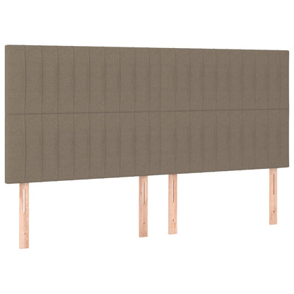 Cabeceira cama c/ LED tecido 200x5x118/128 cm cinza-acastanhado