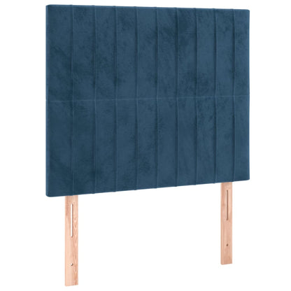 Cabeceira cama c/ luzes LED veludo 90x5x118/128cm azul-escuro