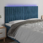 Cabeceira cama c/ luzes LED veludo 160x5x118/128cm azul-escuro