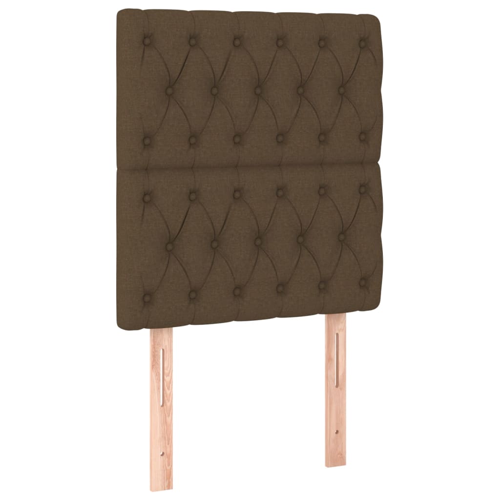 Cabeceira de cama c/ luzes LED tecido 80x7x118/128 cm castanho