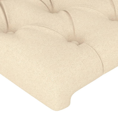 Cabeceira cama c/ luzes LED tecido 144x7x118/128 cm cor creme