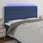 Cabeceira de cama c/ luzes LED tecido 200x7x118/128 cm azul