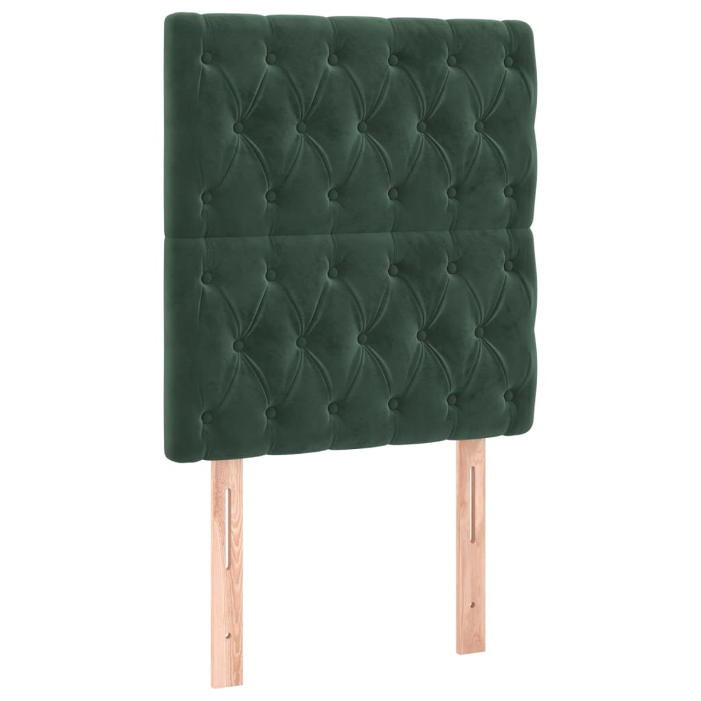 Cabeceira de cama c/ LED veludo 80x7x118/128 cm verde-escuro