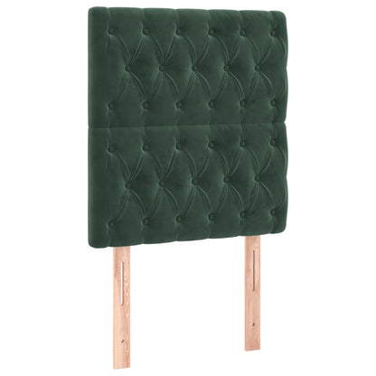 Cabeceira de cama c/ LED veludo 80x7x118/128 cm verde-escuro