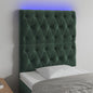 Cabeceira de cama c/ LED veludo 80x7x118/128 cm verde-escuro