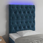 Cabeceira cama c/ luzes LED veludo 80x7x118/128cm azul-escuro