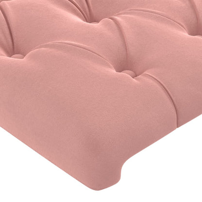 Cabeceira de cama c/ luzes LED veludo 80x7x118/128 cm rosa