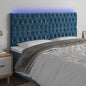 Cabeceira cama c/ luzes LED veludo 180x7x118/128cm azul-escuro