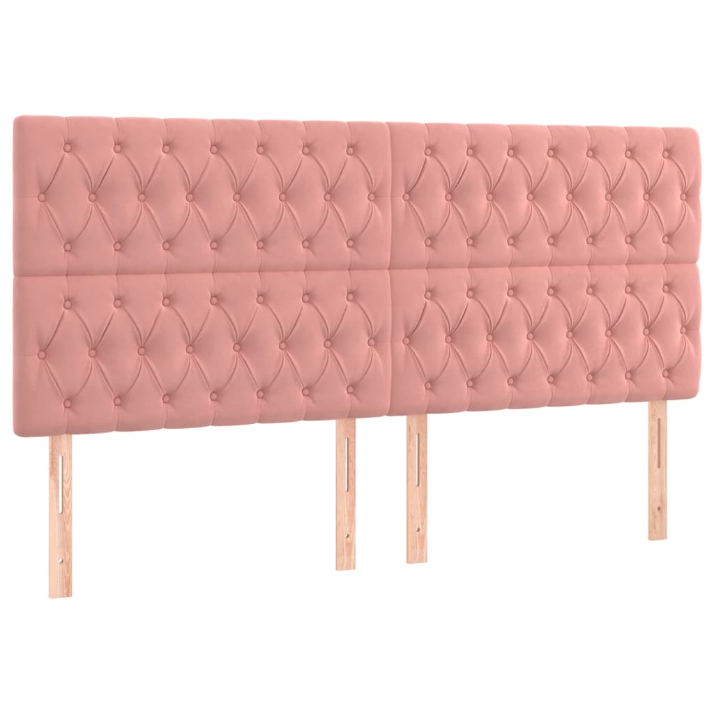 Cabeceira de cama c/ luzes LED veludo 200x7x118/128 cm rosa