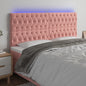 Cabeceira de cama c/ luzes LED veludo 200x7x118/128 cm rosa