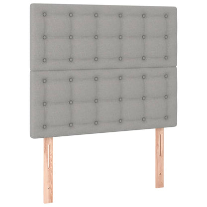 Cabeceira cama c/ luzes LED tecido 80x5x118/128 cm cinza-claro