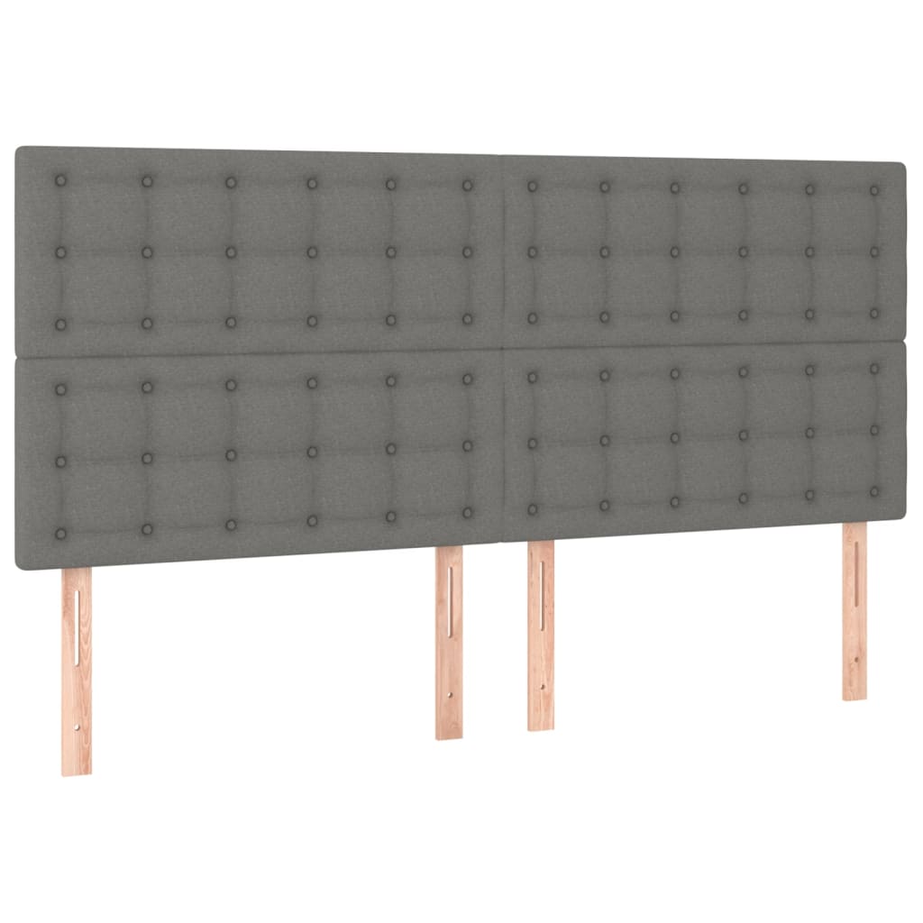Cabeceira de cama c/ LED tecido 160x5x118/128 cm cinza-escuro