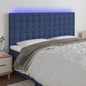 Cabeceira de cama c/ luzes LED tecido 200x5x118/128 cm azul
