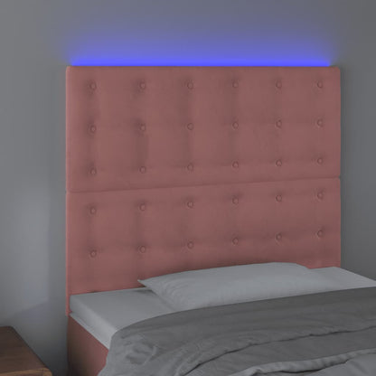 Cabeceira de cama c/ luzes LED veludo 80x5x118/128 cm rosa