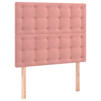 Cabeceira de cama c/ luzes LED veludo 80x5x118/128 cm rosa